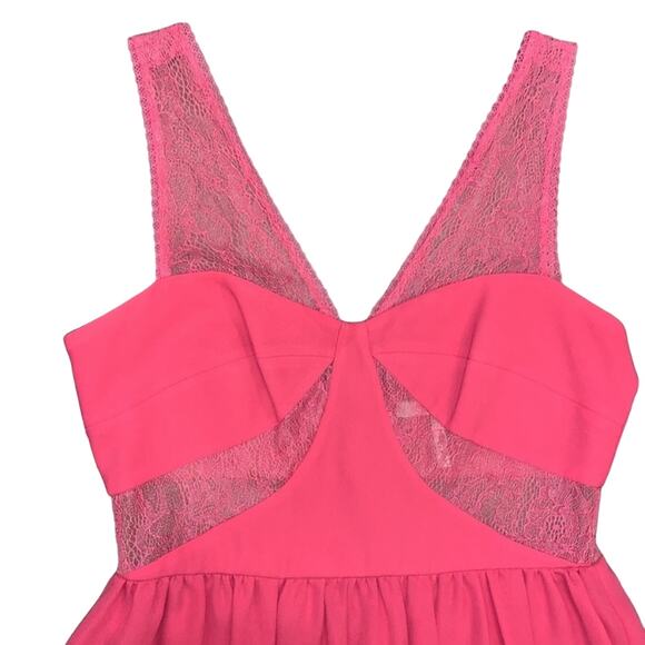 Max & Cleo Strapless Pink Mesh Cutout Mini Dress - Picture 3 of 12